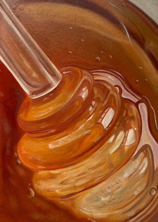 honey painting, food oil painting, kitchen art, art, wall art, art print, food art, realism, food oil print, cute prints